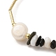 Natural Pearl & Shell & Obsidian Chips Beaded Bracelets(BJEW-C051-38G)-2