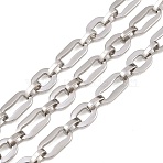 201 Stainless Steel Oval Link Chains, Unwelded, with Spool, Stainless Steel Color, link: 10.5x8.5x1.5mm and 14x7.5x1.6mm(CHS-F024-02A-P)