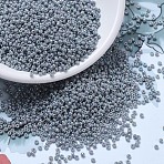 MIYUKI Round Rocailles Beads, Japanese Seed Beads, 11/0, (RR489) Opaque Light Smoke Ceylon AB, 2x1.3mm, Hole: 0.8mm, about 50000pcs/pound(SEED-G007-RR0489)