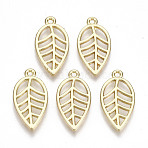 Rack Plating Alloy Pendants, Cadmium Free & Lead Free, Hollow, Leaf, Light Gold, 22.5x12x1.5mm, Hole: 1.5mm(PALLOY-S132-164-RS)
