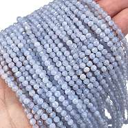 Natural Blue Lace Agate Beads Strands, Faceted, Round, Grade A, 2.5~3mm, Hole: 1mm, about 113pcs/strand, 15.35 inch(39cm)(G-E411-12-3mm-01)