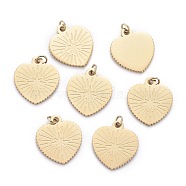 Ion Plating(IP) 304 Stainless Steel Charms, with Jump Ring, Laser Cut, Heart with Star, Golden, 13.5x12x0.8mm, Hole: 1.4mm(STAS-F256-053G)