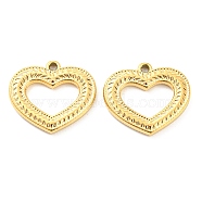 304 Stainless Steel Pendants, Heart Charms, Real 18K Gold Plated, 16x18x2mm, Hole: 1.5mm(STAS-I202-24G)