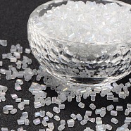 11/0 Glass Seed Beads, Hexagon, Two Cut, Clear, Size: about 2.2mm in diameter, about 37500pcs/Pound(CSDBTC01)