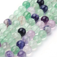 Natural Fluorite Beads Strands, Grade AB, Round, 8mm, Hole: 1mm, about 49pcs/strand, 15.7 inch(X-G-E112-8mm-18)