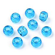 Transparent Plastic Beads, Barrel, Dodger Blue, 9x6mm, Hole: 3.8mm, about 1950pcs/500g(KY-T025-01-E02)
