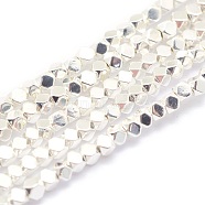 Electroplate Non-magnetic Synthetic Hematite Beads Strands, Grade AA, Long-Lasting Plated, Faceted, Cube, Silver Plated, 4x4x4mm, Hole: 0.8mm, about 96pcs/strand, 15.5 inch(G-L485-10C-S)