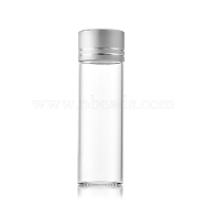 Clear Glass Bottles Bead Containers, Screw Top Bead Storage Tubes with Aluminum Cap, Column, Silver, 2.2x7cm, Capacity: 15ml(0.51fl. oz)(CON-WH0085-77F-01)