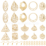 Pandahall DIY Geometry Earring Making Kit, Including Vortex & Oval & Triangle & Fan Alloy Pendants, Brass Earring Hooks & Jump Rings, Light Gold, 80Pcs/box(DIY-TA0005-30)