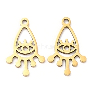 Ion Plating(IP) 316L Surgical Stainless Steel Pendants, Laser Cut, Teardrop with Eye Charm, Real 18K Gold Plated, 17x10.5x1mm, Hole: 1.2mm(STAS-D078-19G)