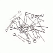 304 Stainless Steel Eye Pins, Stainless Steel Color, 16mm, Hole: 2mm, Pin: 0.6mm(STAS-O105-01P-0.6x16mm)