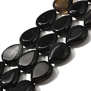 Natural Black Agate(Dyed & Heated) Beads Strands, Teardrop, 16x12x5~6mm, Hole: 1mm, about 25pcs/strand, 15.16''~15.75''(38.5~40cm)(G-P561-B13-01)