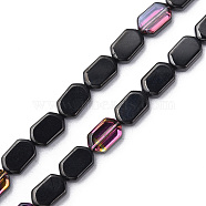 Electroplate Glass Beads Strands, Half Plated, Oval, Orchid, 9.5x6.5x3.5mm, Hole: 0.9mm, about 78Pcs/strand, 25.59 inch(65cm)(EGLA-N008-017-B02)