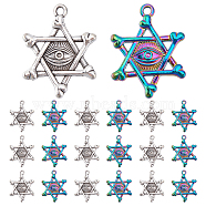 Elite 20Pcs 2 Colors Alloy Pendants, Cadmium Free & Lead Free, Star of David with Eye, Mixed Color, 25~26x20x3mm, Hole: 1.6mm, 10pcs/color(FIND-PH0003-53)