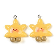 Resin Pendants, with Platinum Iron Loops, Star, Gold, 27.5x22.5x8mm, Hole: 2mm(RESI-U004-01D)