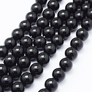 Natural Black Onyx Beads Strands, Dyed, Round, 8mm, Hole: 1mm, about 48pcs/strand, 14.96 inch(38cm)(G-E469-08-8mm)