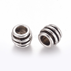 Tibetan Silver Alloy Barrel Large Hole European Beads, Lead Free, Cadmium Free & Nickel Free, Antique Silver, about 6mm long, 8mm wide, hole: 4mm(LFH10203Y-NF)