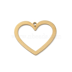 201 Stainless Steel Pendants, Heart Charms, Laser Cut, Golden, 21.5x25x1.5mm, Hole: 1.5mm(SA-CBA9671-02G)
