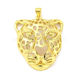 Brass Pendants, Leopard Charms, Real 18K Gold Plated, 36x30x11mm, Hole: 4.5x3.5mm(KK-L209-029G)