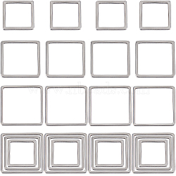 60Pcs 3 Sizes 201 Stainless Steel Linking Ring, Square, Stainless Steel Color, 12~20x12~20x0.8mm, 20pcs/size(STAS-SC0007-46)