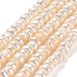 Natural Cultured Freshwater Pearl Beads Strands, Rondelle, Grade 3A, PeachPuff, 2.5~5.5x2~4mm, Hole: 0.8mm, about 98~100pcs/strand, 14.25 inch(36.2cm)(PEAR-J007-21)