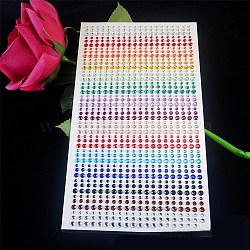 Self Adhesive Acrylic Rhinestone Stickers, for DIY Scrapbooking and Craft Decoration, Round, Colorful, 30~50mm, 900pcs/sheet(STIC-PW0012-04A-01)