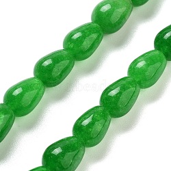 Natural Malaysia Jade Dyed Beads Strands, Teardrop, Green, 9x6mm, Hole: 1.2mm, about 44pcs/strand, 15.75''(40cm)(G-B106-A09-01)