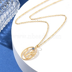 304 Stainless Steel Cubic Zirconia Twelve Constellations Runes Pendant Cable Chain Necklaces for Women, Real 18K Gold Plated, Capricorn, 17.83 inch(45.3cm)(NJEW-B121-02G-10)