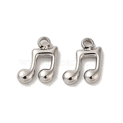 304 Stainless Steel Charms, Musical Note Charm, Stainless Steel Color, 9x7x1.5mm, Hole: 1mm(STAS-L022-301P)