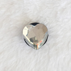 Acrylic Rhinestone Shoe Charms, for DIY Shoe Decoration, Heart, Clear, 10x14mm(X-FIND-WH0052-35D)