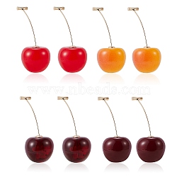 4Pair 4 Colors Lifelike Cherry Dangle Stud Earrings, Cute Fruit Drop Earrings for Girl Women, Mixed Color, 56mm, Pin: 0.6mm, 1pair/color(EJEW-SZ0001-54)
