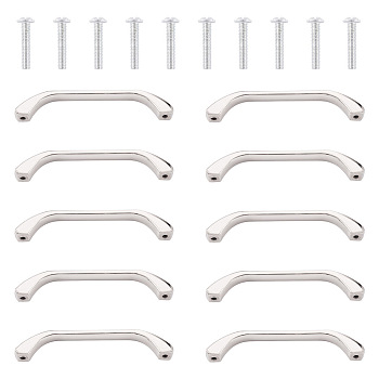 Zinc Alloy Drawer Handles, with Screws, for Home, Cabinet, Cupboard and Dresser, Platinum, 105x10.5x19mm, Hole: 3.5mm