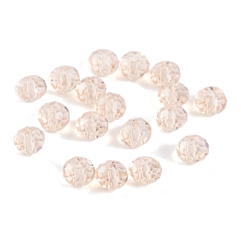 Imitation Austrian Crystal, Faceted Transparent Glass Beads, AB Color, Rondelle, Navajo White, 4x3mm, Hole: 0.7~1mm