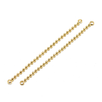 Brass Ball Chain Links connectors, Real 18K Gold Plated, 55x2x2mm, Hole: 1mm