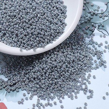 MIYUKI Round Rocailles Beads, Japanese Seed Beads, 11/0, (RR489) Opaque Light Smoke Ceylon AB, 2x1.3mm, Hole: 0.8mm, about 50000pcs/pound