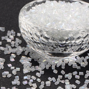 11/0 Glass Seed Beads, Hexagon, Two Cut, Clear, Size: about 2.2mm in diameter, about 37500pcs/Pound