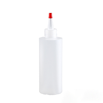 PE Plastic Squeeze Bottle, , with Scale & Red Tip Cap, for Ketchup, Sauces, Paint and More, White, 5x17cm, Capacity: 180ml(6.09fl. oz)