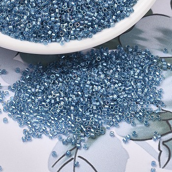 MIYUKI Delica Beads, Cylinder, Japanese Seed Beads, 11/0, (DB1762) Sparkling Sky Blue Lined Crystal AB, 1.3x1.6mm, Hole: 0.8mm, about 2000pcs/10g