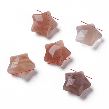 Natural Sunstone Charms, Star, Faceted, 13~13.5x14~14.5x6~6.5mm, Hole: 0.8mm