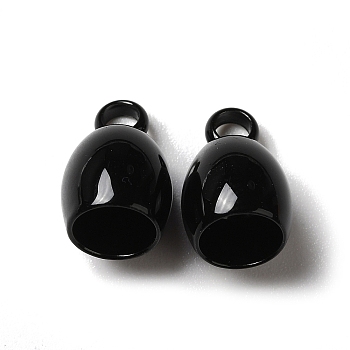 Spray Painted 201 Stainless Steel Cord Ends, End Caps, Bell, Black, 10.5x7mm, Hole: 1.8mm, Inner Diameter: 5mm