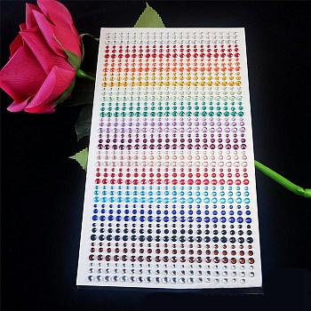 Self Adhesive Acrylic Rhinestone Stickers, for DIY Scrapbooking and Craft Decoration, Round, Colorful, 30~50mm, 900pcs/sheet