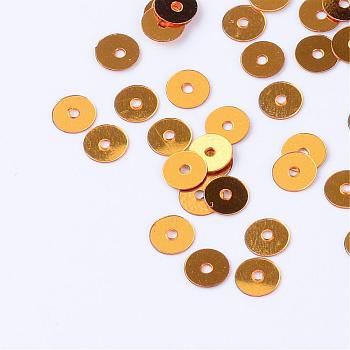 Ornament Accessories Plastic Paillette Beads, Sequins Beads, Disc, Goldenrod, 6x0.2mm, Hole: 1mm, about 30000pcs/500g