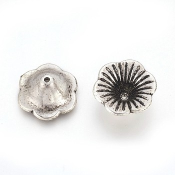 CCB Plastic Bead Caps, Flower, Antique Silver, 20.5x9mm, Hole: 1.6mm