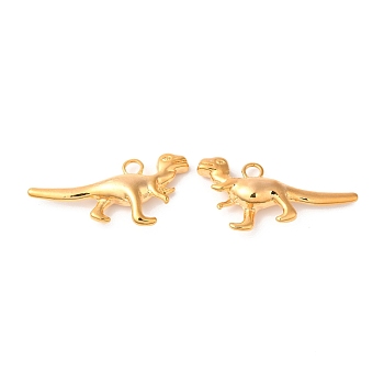 Brass Pendants, Dinosaur Charm, Real 18K Gold Plated, 22x45x7.5mm, Hole: 4mm