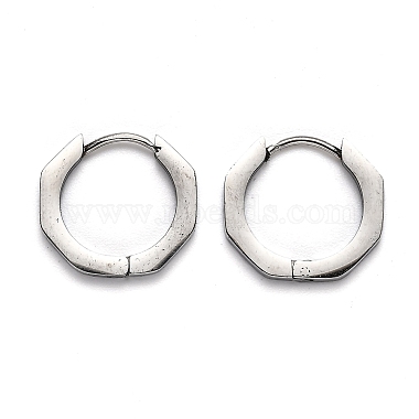 304 boucles d'oreilles huggie hoop octogonales en acier inoxydable(STAS-J033-04B-P)-2