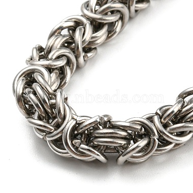 304 Stainless Steel Byzantine Chain Necklaces with 316L Surgical Stainless Steel Wolf Clasps(NJEW-D046-06AS)-2