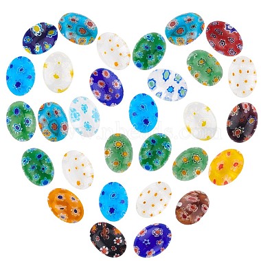 Mixed Color Oval Lampwork Cabochons
