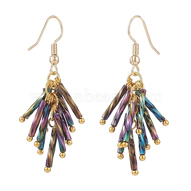 Glass Twisted Bugle Cluster Earrings Sets for Women(EJEW-JE05059)-5