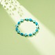 bracelet extensible en perles de turquoise synthétique (teint) avec croix et tête de mort(BJEW-JB08451-04)-2