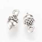 Tibetan Style Alloy Charms, Acorns, Cadmium Free & Lead Free, Antique Silver, 14x7x6mm, Hole: 2mm, about 800pcs/1000g(TIBEP-Q064-04AS-RS)